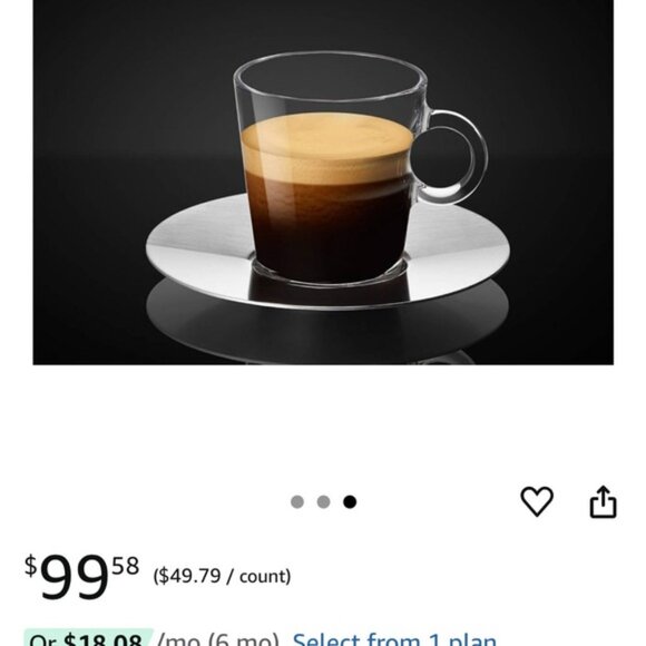 Nespresso Glass Espresso Cups with Saucers - Picture 3 of 3